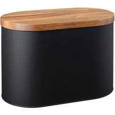 Bread bin Denby Black Bread Bin With Acacia Lid Brødkasse