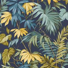 Wallpapers Grandeco Life Liane Tropicale Navy Wallpaper 167402
