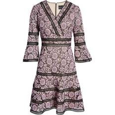 Shani Floral Jacquard Lace Eyelet Trim A-Line Dress