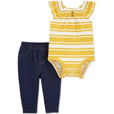 Carter's 2-Piece Striped Tank Bodysuit Pant Set - Yellow/Navy