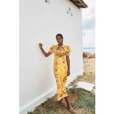 Farm Rio Flower Dream Puff-Sleeve Tassel Maxi Dress