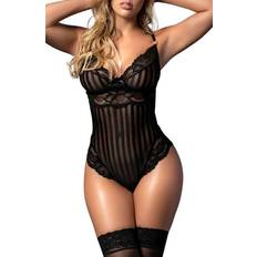 Mapale Pinstripe and Lace Bodysuit