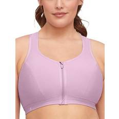 Blue Underwear Glamorise Zip-Up Front-Close Wire-Free Sports Bra