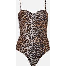 Ganni Women's Recycled Printed Core Swimsuit Leopard 34/UK