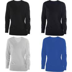 Kariban Damen Baumwolle Acryl V-Ausschnitt Pullover - Rot