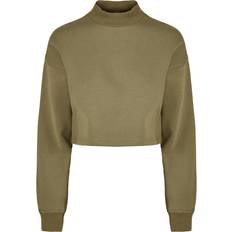Urban Classics Cropped Oversized High Neck Crew - Oliv
