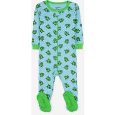 Green Nightwear Leveret Kids Footed Cotton Pajama Puppy