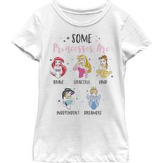 Fifth Sun Disney Abstract Princesses Girl's Solid Crew Tee - Vit