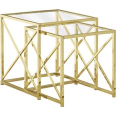 Glasses Nesting Tables Monarch Specialties Metal Tempered Glass Nesting Table 19.8x19.8" 2