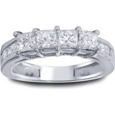 Pompeii3 Princess Cut Diamond Wedding Anniversary Ring - Silver/Diamonds