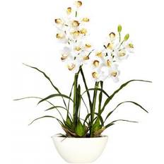 White Artificial Plants Nearly Natural Silk Cymbidium Floral Arrangement, White