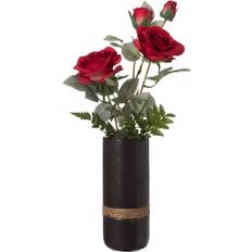 Interior Details Uniquewise QI004362.S.BK Decorative Modern Ceramic Cylinder Shape Table Flower Holder with Rope, Black 8 Inch Vase