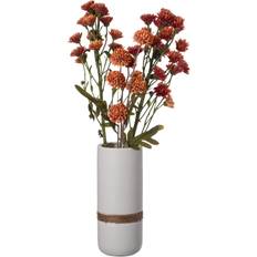 Interior Details Uniquewise QI004362.S.WT Decorative Modern Ceramic Cylinder Shape Table Flower Holder with Rope, White 8 Inch Vase