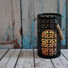 Multicoloured Lanterns LumaBase Motif Metal Lantern, Black LED Lantern