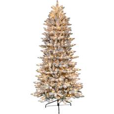 Puleo International Pre-Lit Slim Flocked Fraser Fir Christmas Tree 137.2cm