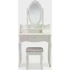 MDF - Rectangle Dressing Tables Baxton Studio Veronique with Ottoman Dressing Table 15.8x29.5" 2