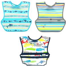 Food Bibs Green Sprouts Snap + Go Easy Wear Bibs 3-pack Blue Whales