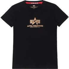 Dam - Guld Kläder Alpha Industries Basic T-shirt Med Folietryck - Vinröd/Guld