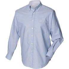 Henbury Herren Langarm Klassiker Oxford Arbeitshemd - Blau