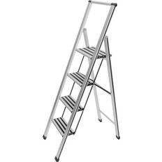 Bauzubehör Cosatto WENKO 601013100 Aluminium design folding stepladder 4-step household ladder, Aluminium, 44 x 153 x 5.5 cm, Silver matt