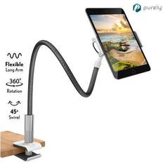 Mobile Device Holders Purely Gooseneck Phone and Tablet Holder 39” Flexible Arm with Mount 4 to 12.9 Devices Gray