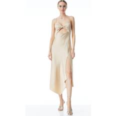 Alice + Olivia and Harmony Twist Cutout Slip Dress Sand