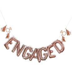 Kihlaus Serpentiinit ja Konfetit Ginger Ray Rose Gold Foil Engaged Balloon Bunting Banner, Party Decoration