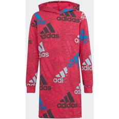 Adidas Vestiti Adidas Love Print Hooded - Rosa Magenta/Grigio