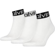 Calvin Klein Coton Chaussettes Calvin Klein Logo Ankle Socks 3-pack - White