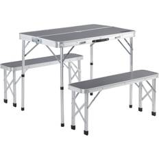 Casaria Conjunto mesa y sillas camping 1 2 gris bancos plegable