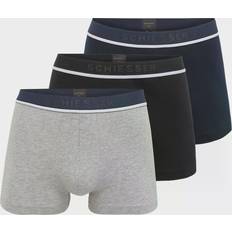 Schiesser Ondergoed Schiesser 3 Pack Biokatoen Shorts - Zwart/Grijs