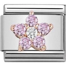 Nomination Composable Classic Flower Link Charm - Silver/Rose Gold/Pink/Transparent