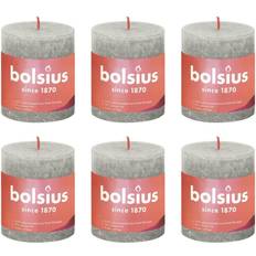 Beige Candles Bolsius Rustic Pillar Shine 4 pcs 80x68 mm Sandy Grey Candle