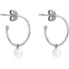 Mini Hoops Earring - Silver/White