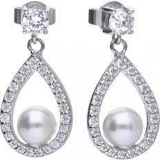 Diamonfire Teardrop Earrings - Silver/Transparent/Pearl