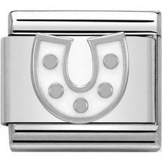 Nomination Classic Horseshoe Link Charm - Silver/White
