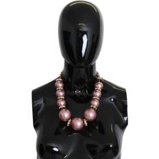 Dolce & Gabbana Halsband Dolce & Gabbana Brass Maxi Faux Pearl Beads Crystals Necklace