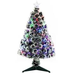 Homcom Pre Lit Artificial Snow Covered Christmas Tree 90cm