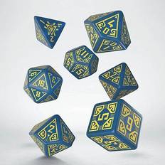 7 terninger Q Workshop Dice Terningesæt 7 terninger Arcade Blue With Yellow