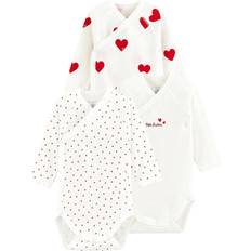 Petit Bateau Bodystocking ML 3-pack - White/Red Hearts