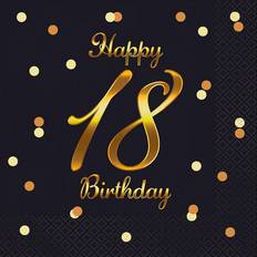 Godan GoDan Napkins Happy 18 Birthday black 33x33cm 20pcs
