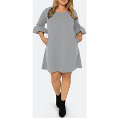 Cropped Vestiti Plus Knit Flare Sleeve Dress