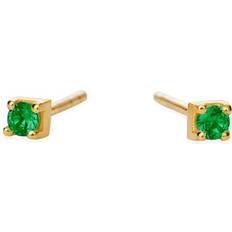 Smaragder Smykker Susanne Friis Bjørner Square Earrings - Gold/Emerald