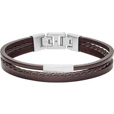 Leather bracelet Fossil Multi Strand Leather Bracelet- Silver/Brown