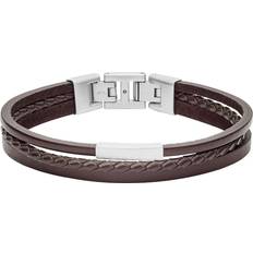 Multi Strand Leather Bracelet- Silver/Brown