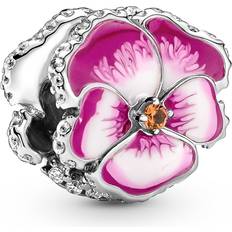 Pandora Pansy Flower Charm - Silver/Pink/Orange