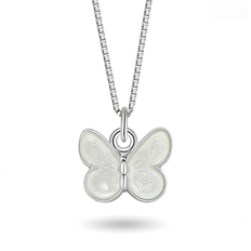 Fjäril halsband Pia & Per Butterfly Necklace - Silver/White