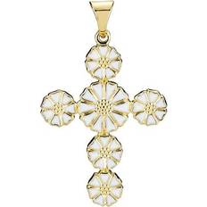 Lund Copenhagen Daisy Cross Pendant - Gold/White