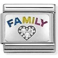 Nomination Composable Classic Link Family with Heart Charms - Silver/Transparent/Multicolour