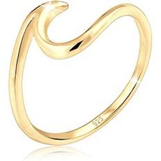 Dam - Guld Ringar på rea Elli Women's 925 Sterling Gold-Plated Wave Statement Blogger Trend Ring